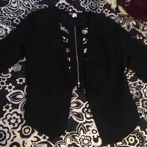Black Blazer W/ Zipper& Cut Outs In Back